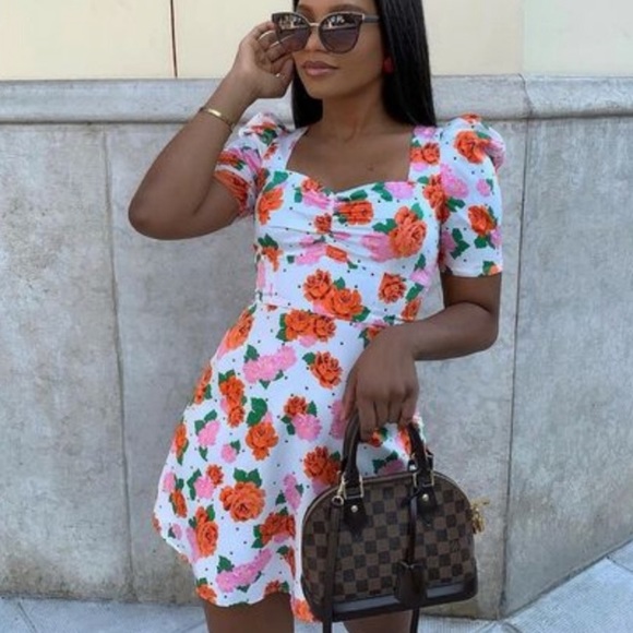 Zara Dresses & Skirts - NWT ZARA Rose Print Dotted Dress